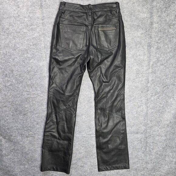 Harley-Davidson Leather Pants Womens 2 Black Genuine Motorcycle Riding Biker - Picture 9 of 11